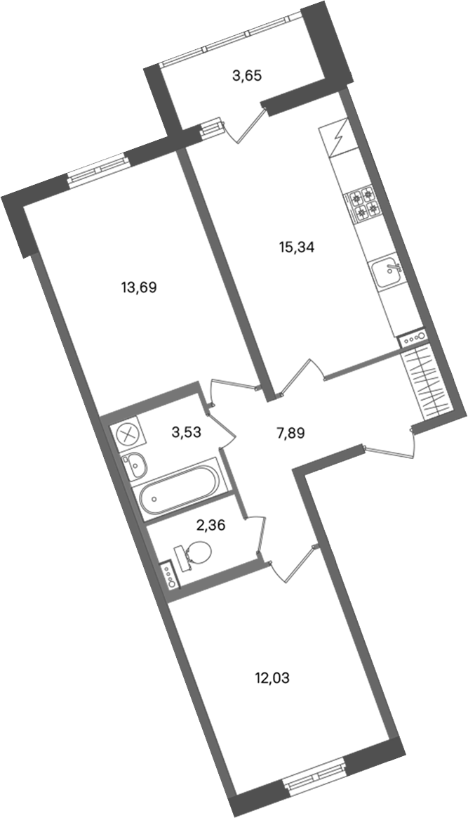 2-комнатная квартира 54.84 м², 1/11 эт., ЖК «ПАТИО. Уютный квартал»
